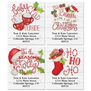 Candy Striped Greetings Select Address Labels (4 Designs)