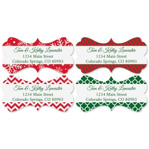 Christmas Patterns Diecut Address Labels (4 Designs)