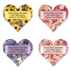 Heart Blossoms Diecut Address Labels  (4 designs)