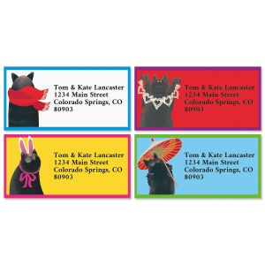 Linnea's Year Round Cats Border Address Labels  (12 Designs)