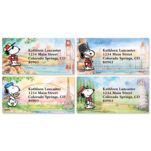 Snoopy™ Around the World Border Address Labels  (8 Designs)