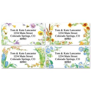 Floral Seasons Border Address Labels  (4 Designs)
