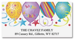 Happy Birthday Balloons Deluxe Address Labels