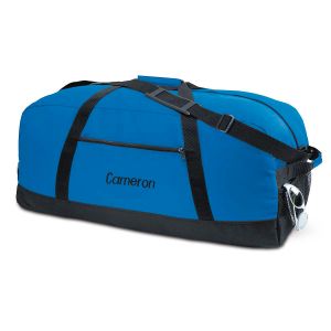 Blue and Black Duffel Bag 
