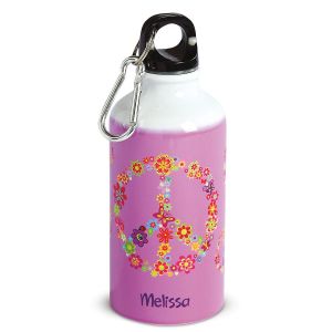 Personalized Floral Peace Kids' Water Bottle