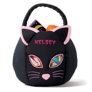 Black Cat Halloween Personalized Treat Basket