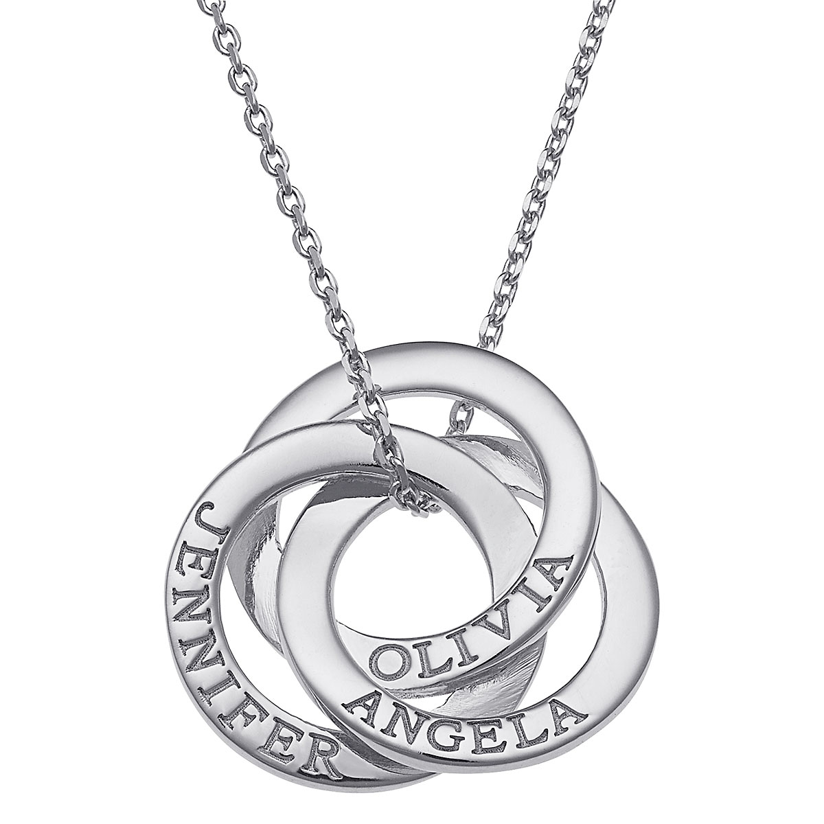 Silver Interlocking Rings Personalized Necklace | Current Catalog