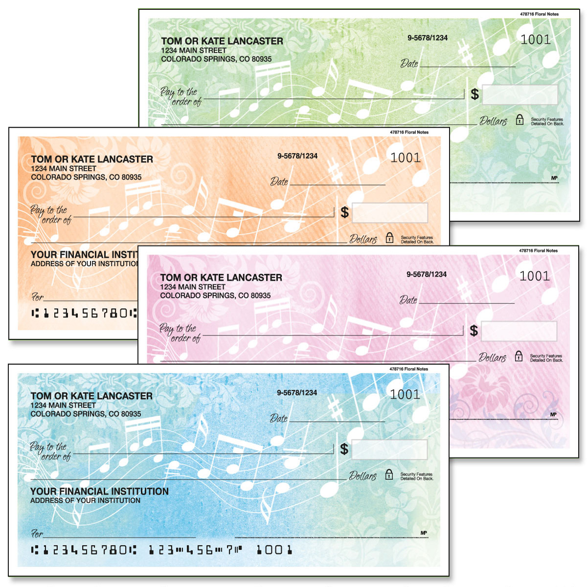Floral Notes Single Checks | Current Catalog