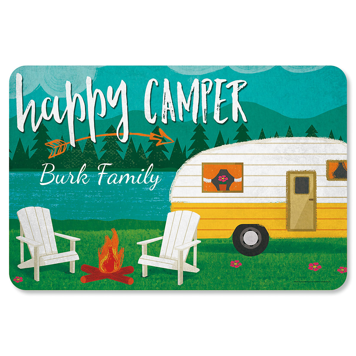 Custom Camper Door Mats, Door Mat Happy Camper