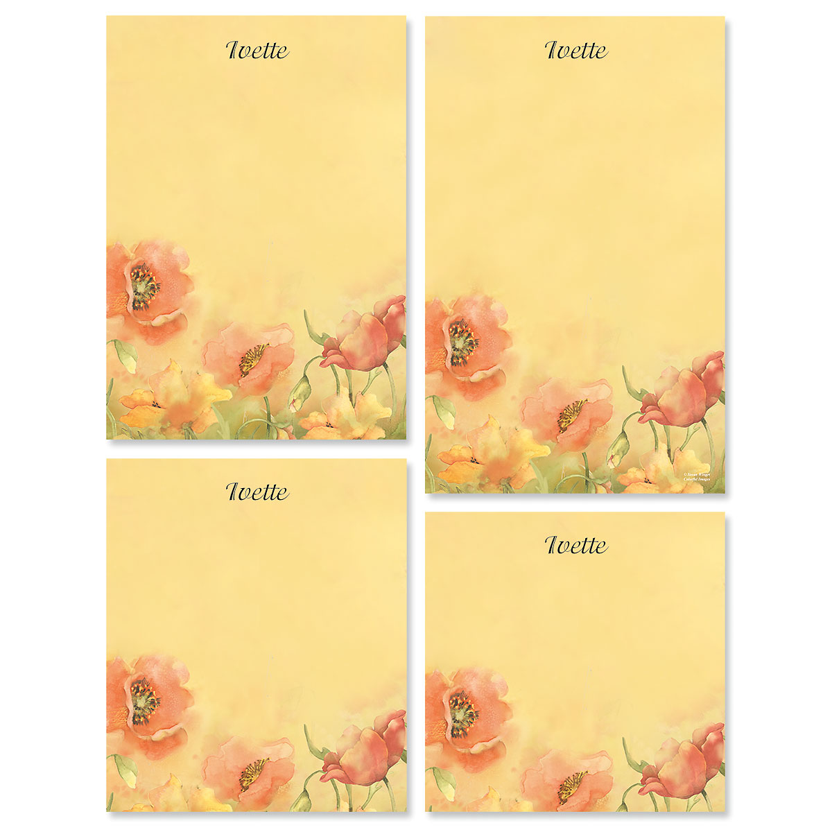 Poppies Personalized Memo Pad Set | Current Catalog