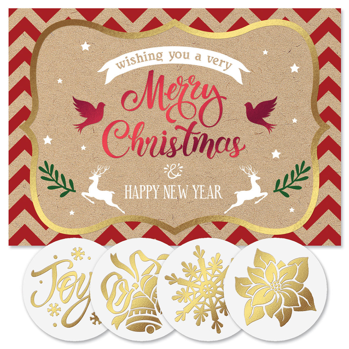 Merry Christmas Kraft Foil Christmas Cards - Personalized | Current Catalog