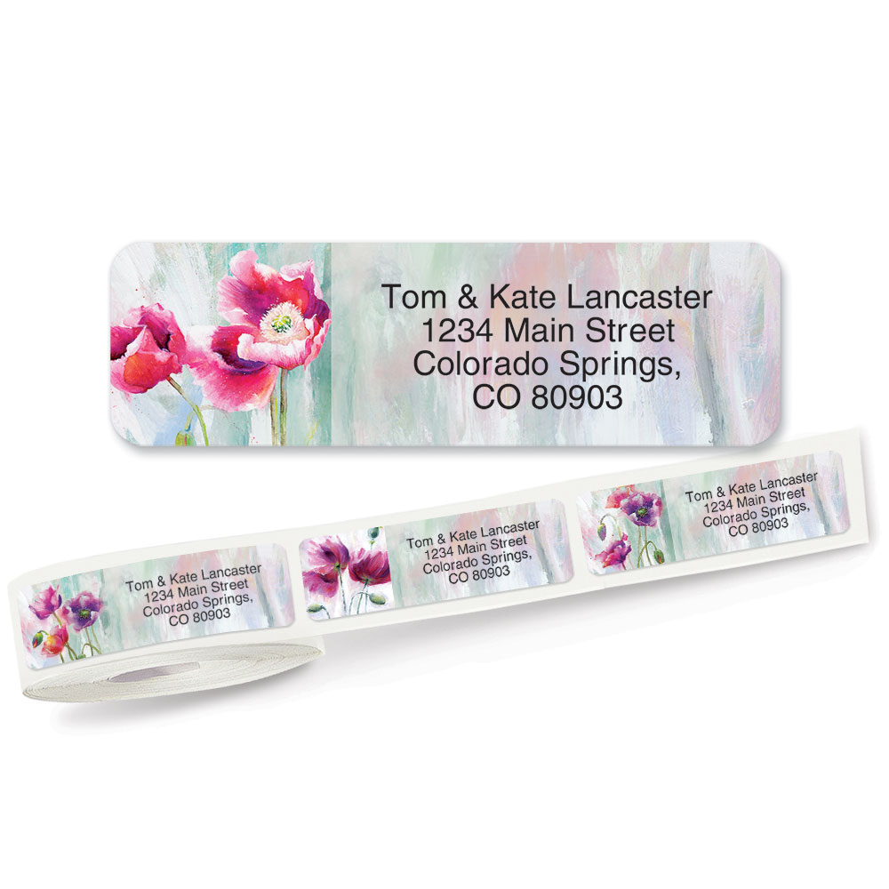 Pink Poppies Rolled Address Labels (5 Designs) | Current Catalog