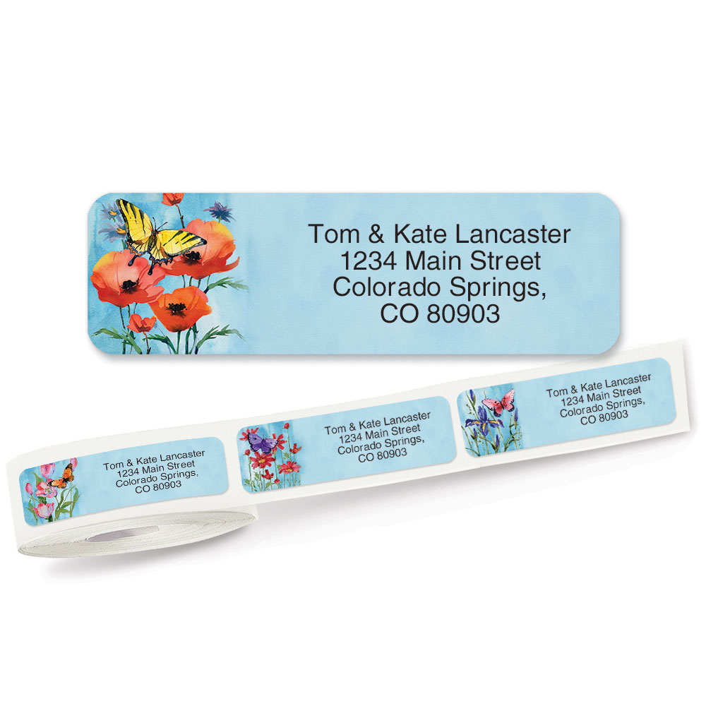 Floral Wings Rolled Return Address Labels (5 Designs) | Current Catalog