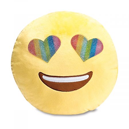 Heart with Ribbon USA SELLER Emoji Pillow 11"Inch Large Pink Emoticon Yellow 