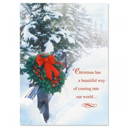 Holiday Wreath Personalized Christmas Cards - Set of 72