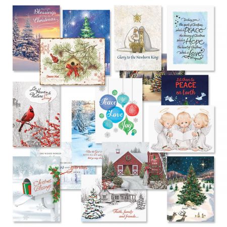 Faith Christmas Card Value Packs - Set of 64