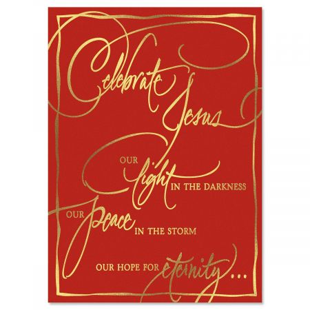 Faith Calligraphy Nonpersonalized Deluxe Christmas Cards - Set of 14