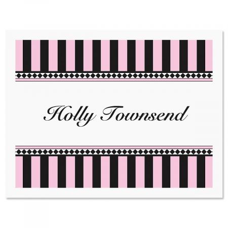 Pink & Black Personalized Note Cards