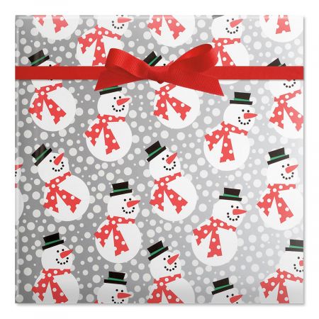 silver and red snowmen holiday gift wrap current catalog