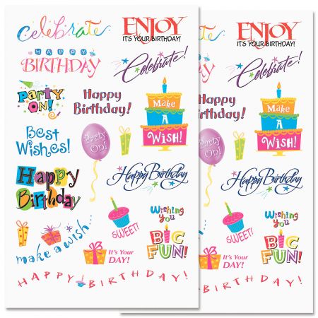 Birthday Word Stickers