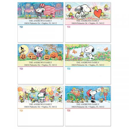 Snoopy™ Celebrates! Mailing Package Label - Set of 36