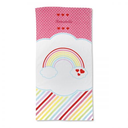 Rainbow Personalized Beach Towel by Designer Maureen Anders