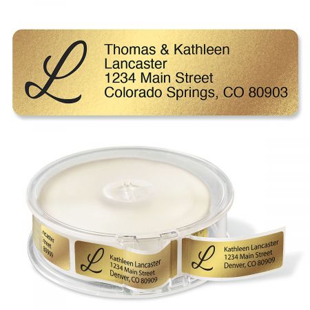 Gold Foil with Initial Standard Rolled Address Labels
