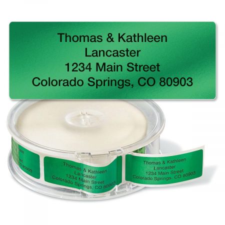 Green Foil Rolled Address Label