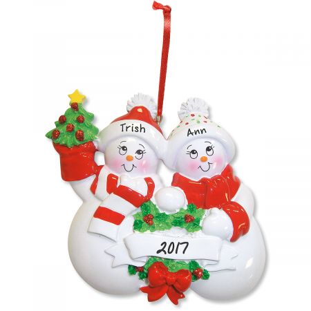 Glittered Snowman Personalized Christmas Ornaments