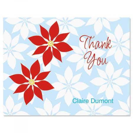 Poinsettia Custom Thank You Cards