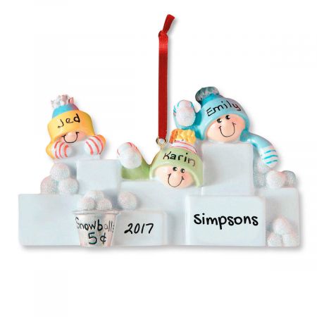 Snowball Fight Personalized Christmas Ornaments