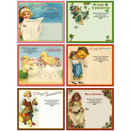 All Season Victorian Mailing Package Label (6 Designs)