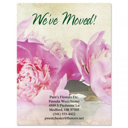 We've Moved Casual Peony New Address Postcards