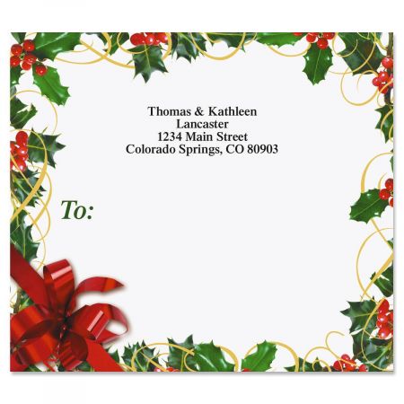 Holly Bow Mailing Package Label