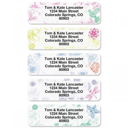 Flower Garden Rolled Address Labels (5 Designs)