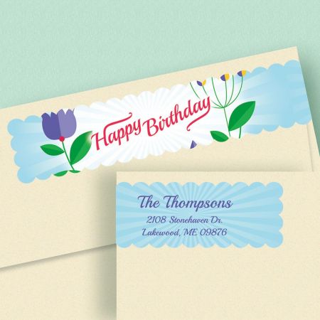 cheerful blooms connect wrap around diecut address labels 4 designs design address labels