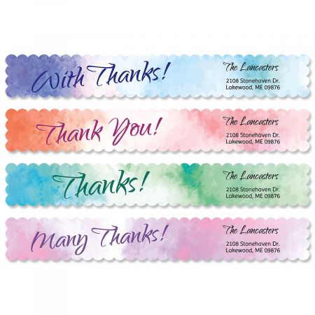 Watercolor Connect Wrap Around Diecut Address Labels (4 Designs)