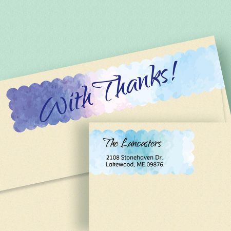 Watercolor Connect Wrap Around Diecut Address Labels (4 Designs)