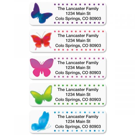 Watercolor Butterflies Rolled Address Labels (5 Designs)