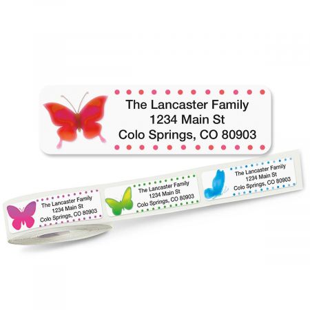 Watercolor Butterflies Rolled Address Labels (5 Designs)