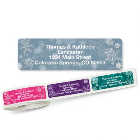 Snowflakes Rolled Address Labels (5 Designs)
