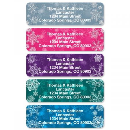 Snowflakes Rolled Address Labels (5 Designs)