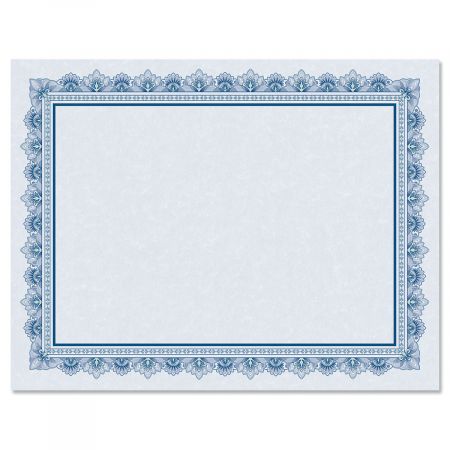 Intricate Blue Certificate on Blue Parchment - Set of 50 | Current Catalog