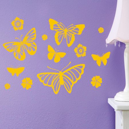Butterflies & Flowers Vinyl Wall Art