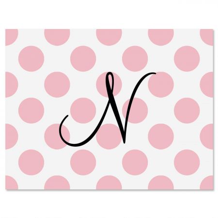 Pink Dots Initial Personalized Note Cards