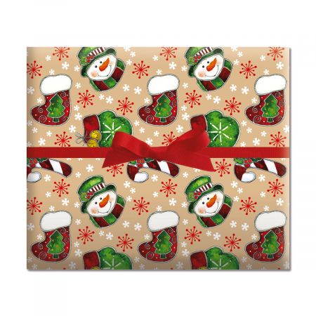 Country Mitten & Stocking Jumbo Rolled Gift Wrap