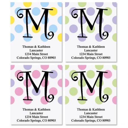 Initial Polka Dot Select Address Labels (4 designs)
