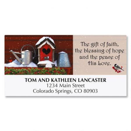 Birdhouse Christmas Address Labels