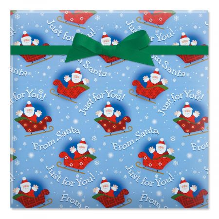 Santa on Sleigh Jumbo Rolled Gift Wrap