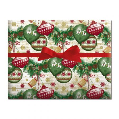 Ornaments on Garland Jumbo Rolled Gift Wrap
